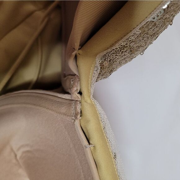 CHRISTINA WU gold matte sequin celebration style cowl back gown dress‎ 10 - Picture 7 of 13